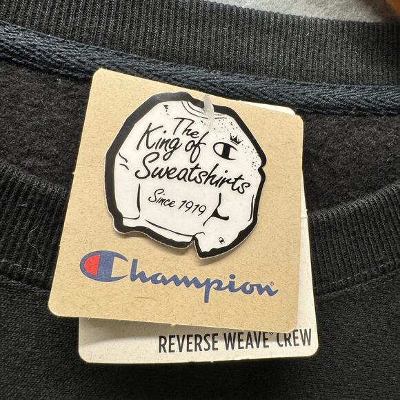 Champion Sweatshirt Mens XL Black Reverse Weave Pullover Embroidered Logo NEW - Picture 2 of 8